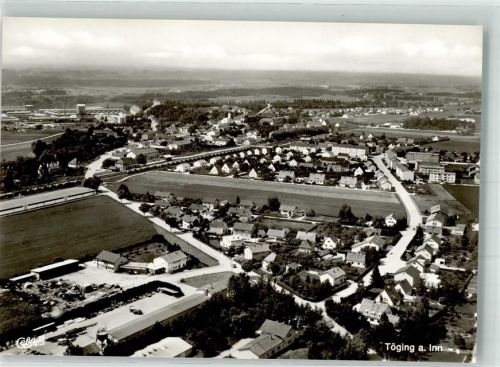 Töging Fliegeraufnahme des Ortes mit Bauhof und Bahnhof