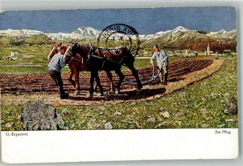 Am Pflug Bruckmann`s Bildkarte Nr. 25 Segantini, G. Künstlerkarte