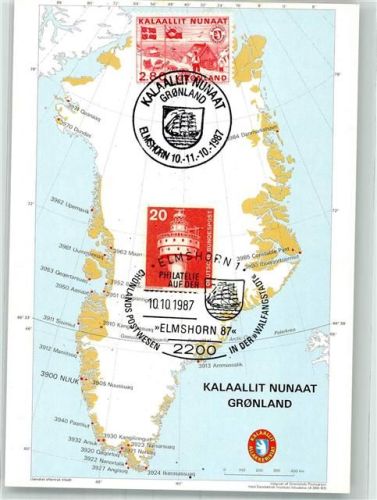 Nuuk 1987 Briefmarke Bildseite Landkarte
