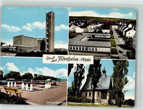 Flörsheim St. Josef Kirche Berliner Brunnen Kriegergedächtnis-Kapelle Neubausiedlung