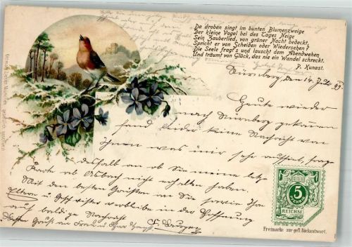 1899 Briefmarke Vogel Spruch
