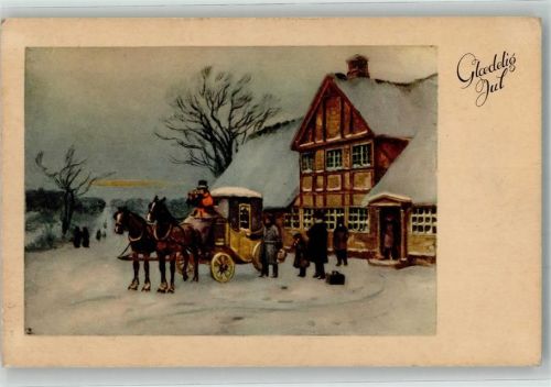 1943 Postillon Touristen steigen ein Glaedelig Jul