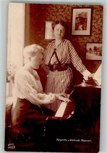 1916 Foto König Magarete u. Gertrude Rössner Klavier