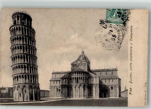 Pisa 1909 Denkmal Schiefer Turm Breifmarke Bildseite