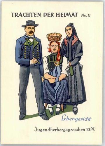 Herbergsgroschen , Feuerstein, F. , Lehengericht , Trachten der Heimat No.11