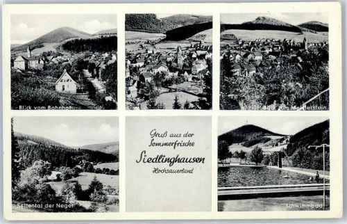 Siedlinghausen Ortsansicht, Kirche, Blick vom Bahnhof, Blick vom Meisterstein, Schwimmbad