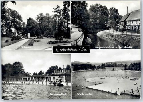 Großschönau Volkspark, Waldstrandbad, Umgebindehäuser an der Mandau