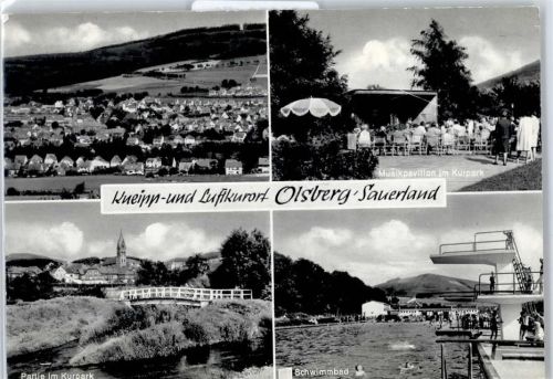 Olsberg Kirche, Ortsansicht, Kurpark, Musikpavillon, Schwimmbad