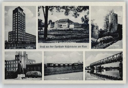 Rüsselsheim Hochbau, Adam-Opel Denkmal, Opel-Brücke, Park-Ruine