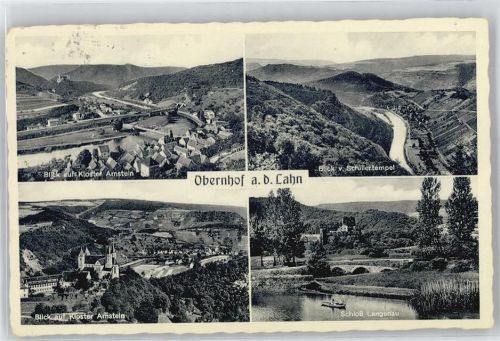 Obernhof Kloster Arnstein, Blick vom Schillertempel, Schloß Langenau