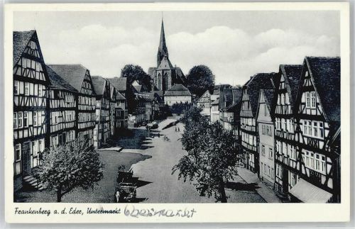 Frankenberg Untermarkt, Blick zur Kirche