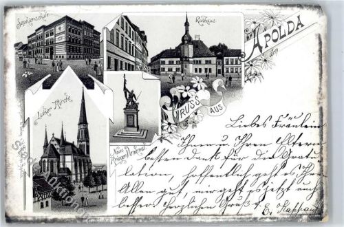 Apolda 1896 Rathaus Sophienschule Lutherkirche