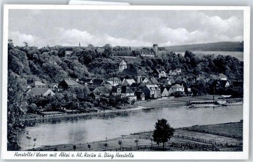 37688 W3472 Herstelle - Blick zur Abtei von Hl. Kreuz und Burg