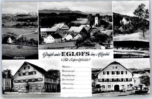 88260 W7989 Eglofs , Kr Wangen im Allgäu - Kirche, Ortsansicht, Schloß, Gastho zum Löwen, Gasthaus zur Rose