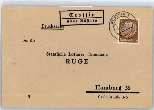 Trossin auf Brief über Küstrin