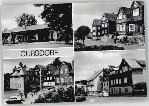 98744 O6421 Cursdorf - An der Ortsstraße, Schulstraße, Blick zum Gasthaus "Koch", Oberweißbacher Straße