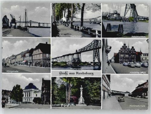 Rendsburg Hafen, Hochbrücke,Drehbrücke, Stadttheater, MRKT