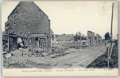 80360 Sailly-Saillisel - La Rue principale, the main street, Trümmer