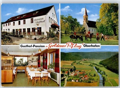 Oberhofen Gasthof Goldener Pflug, Gesamtansicht, Kirche