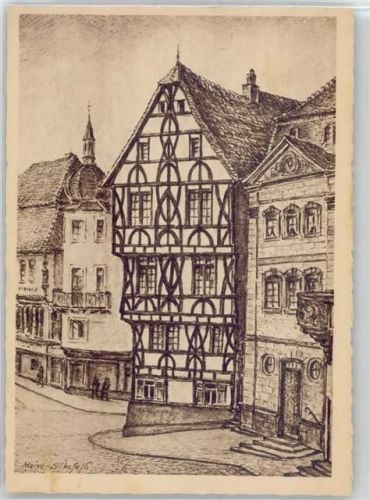 Aschaffenburg Altes Fachwerkhaus sign. Meier Sökefeld