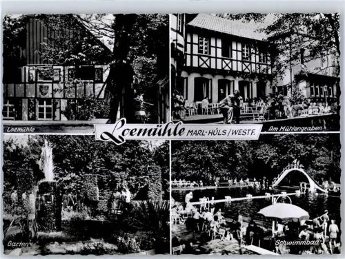 Marl 1964 Gasthaus Loemühle Schwimmbad