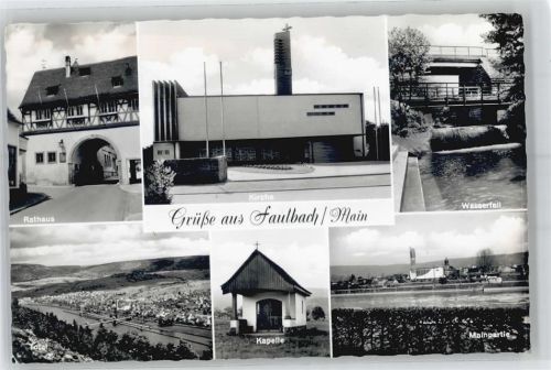 97906 W6981 Faulbach , Unterfr - Kirche , Wasserfall