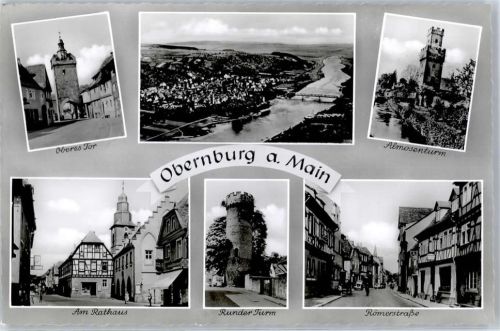 Obernburg Oberes Tor Fliegeraufnahme Almosenturm Rathaus Runder Turm