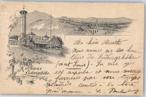 91207 W8560 Lauf a d Pegnitz 1904 Lithographie Kurhaus Ludwigshöhe Kirche