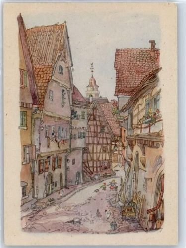 Leonberg Schmalzgasse Aquarell sign. Hugo Frank