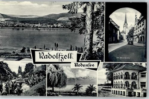 Radolfzell Stadtgarten Am Brückentor Sanatorium Mettnau Ufer mit Schweizer Alpen