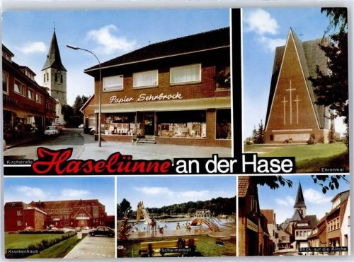 Haselünne Kirchstrasse Kriegerdenkmal Krankenhaus Schwimmbad