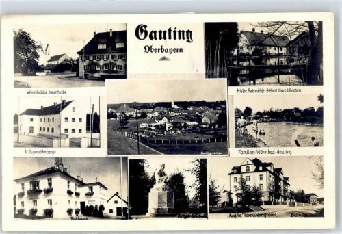 82131 W8035 Gauting - Schwimmbad Historische Reismühle Rathaus