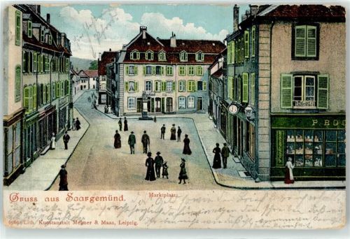 Sarreguemines 1903 Marktplatz Geschäft