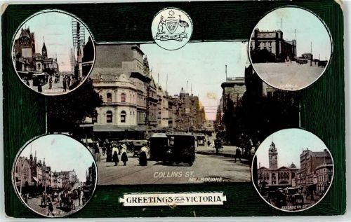 Melbourne 1911 Collins Street Elizabeth Street Spring Street Bourne Street