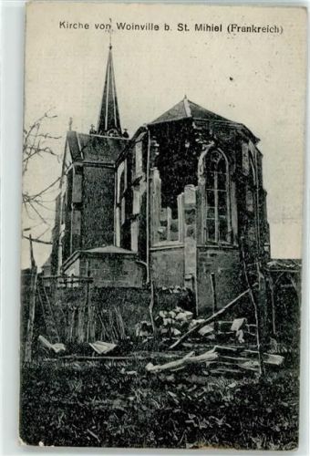 Woimbey 1915 beschossene Kirche Feldpost
