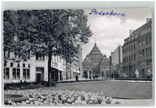 Paderborn Blick zum Rathaus Geschäft