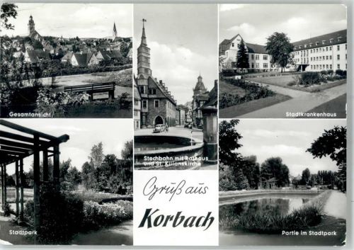34497 W3540 Korbach - Stadtpark Stadtkrankenhaus Stechbahn Rathaus St. Kilianskirche