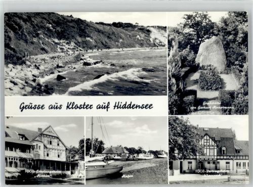 Kloster, Hiddensee Hafen Küste FDGB Erholungsheim Hitthim Wieseneck Grabstätte Gerhard Hauptamnn Küste