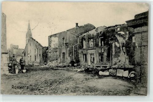 1915 Feldpost beschossene Stadt Soldaten