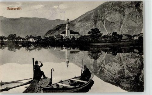 Nassereith Kirche Ruderboot See Angler