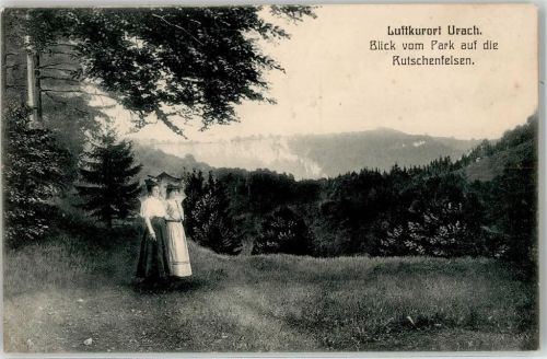 Urach 1909 Blick vom Park auf die Rutschenfelsen
