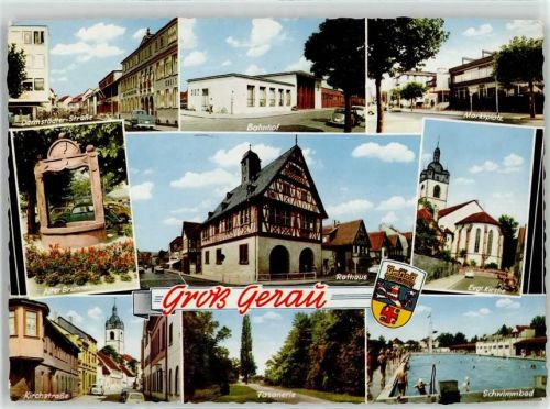 64521 W6080 Groß-Gerau - Rathaus Bahnhof Marktplatz Alter Brunnen Kirche Schwimmbad Fasanerie
