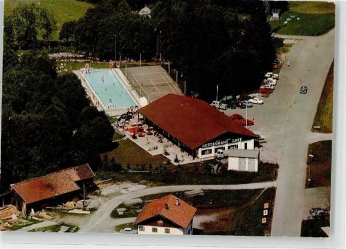 Nesselwang Fliegeraufnahme Gasthaus Weinstube Cafe Wildbach Klause Schwimmbad