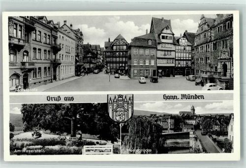 34346 W3510 Hann Münden - Am Weserstein Werrabrücke Rathaus Marktplatz