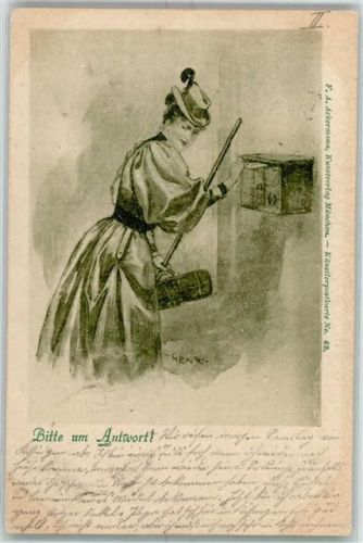 Bitte um Antwort AK Briefkasten 1898 Künstlerkarte