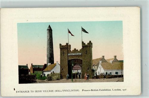 London 1908 Irish Villae Franco-British Exhibition Tor Fahne Turm Hut