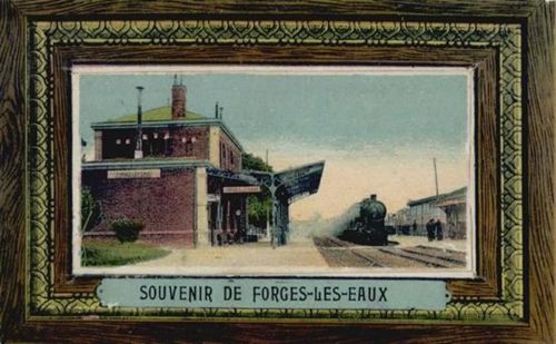76440 Forges-les-Eaux - Forges-les-Eaux (Frankreich) Leporello Bahnhof, Eisenbahn I-II (Ecken abgestossen, Klebereste VS, fleckig RS)