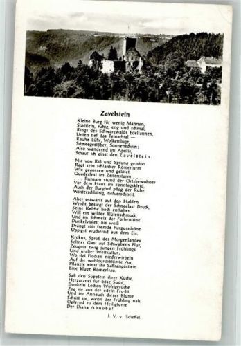 Zavelstein Burgruine Zavelstein mit Heimatgedicht von Scheffel