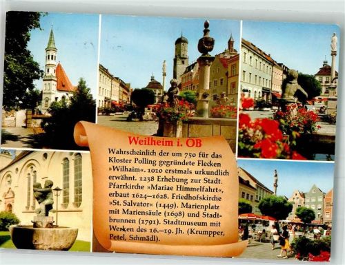 Weilheim Vier-Jahreszeiten-Brunnen Raufende Buben Brunnen Mariensäule Stadtpfarrkirche Mariä Himmelfahrt Friedhofskirche St. Salvator und Sebastian Chronik