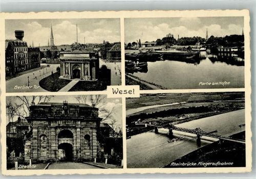 Wesel 1936 Hafen Zitadelle Fliegeraufnahme Rheinbrücke Berliner Tor